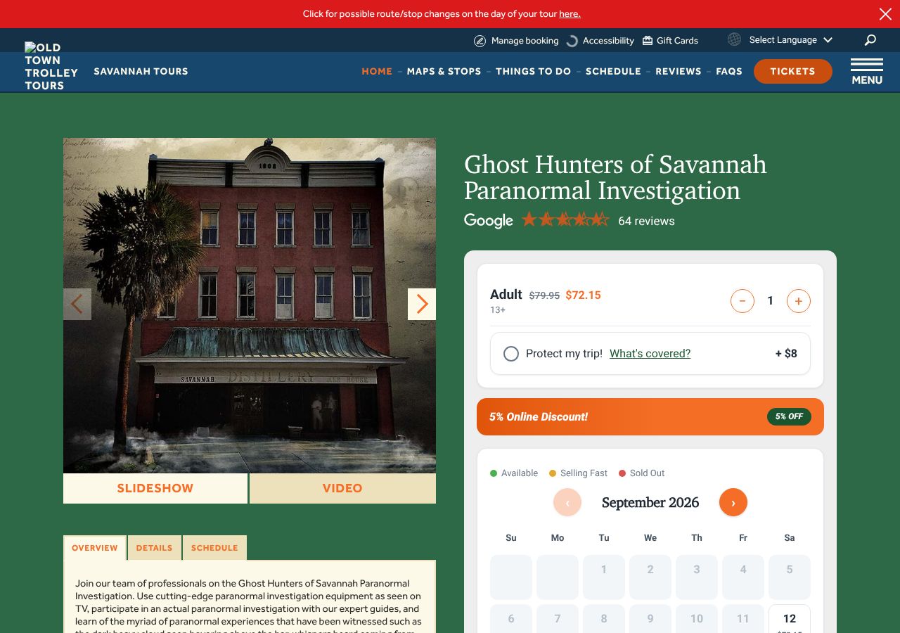 Homepage snapshot of Ghost Hunters of Savannah Paranormal Investigation