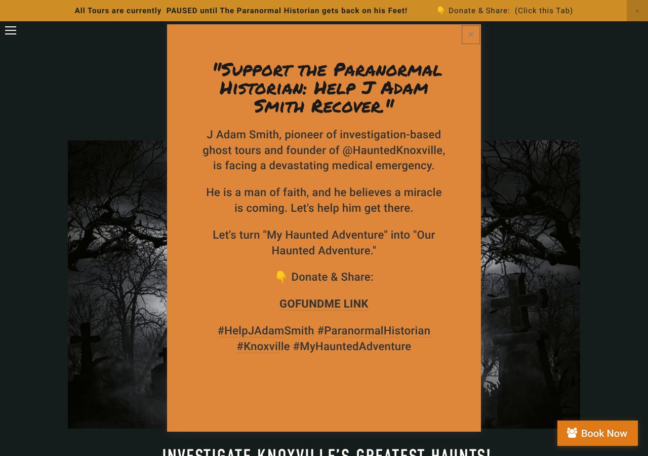 Homepage snapshot of Ghost Hunts by Haunted Knoxville Ghost Tours