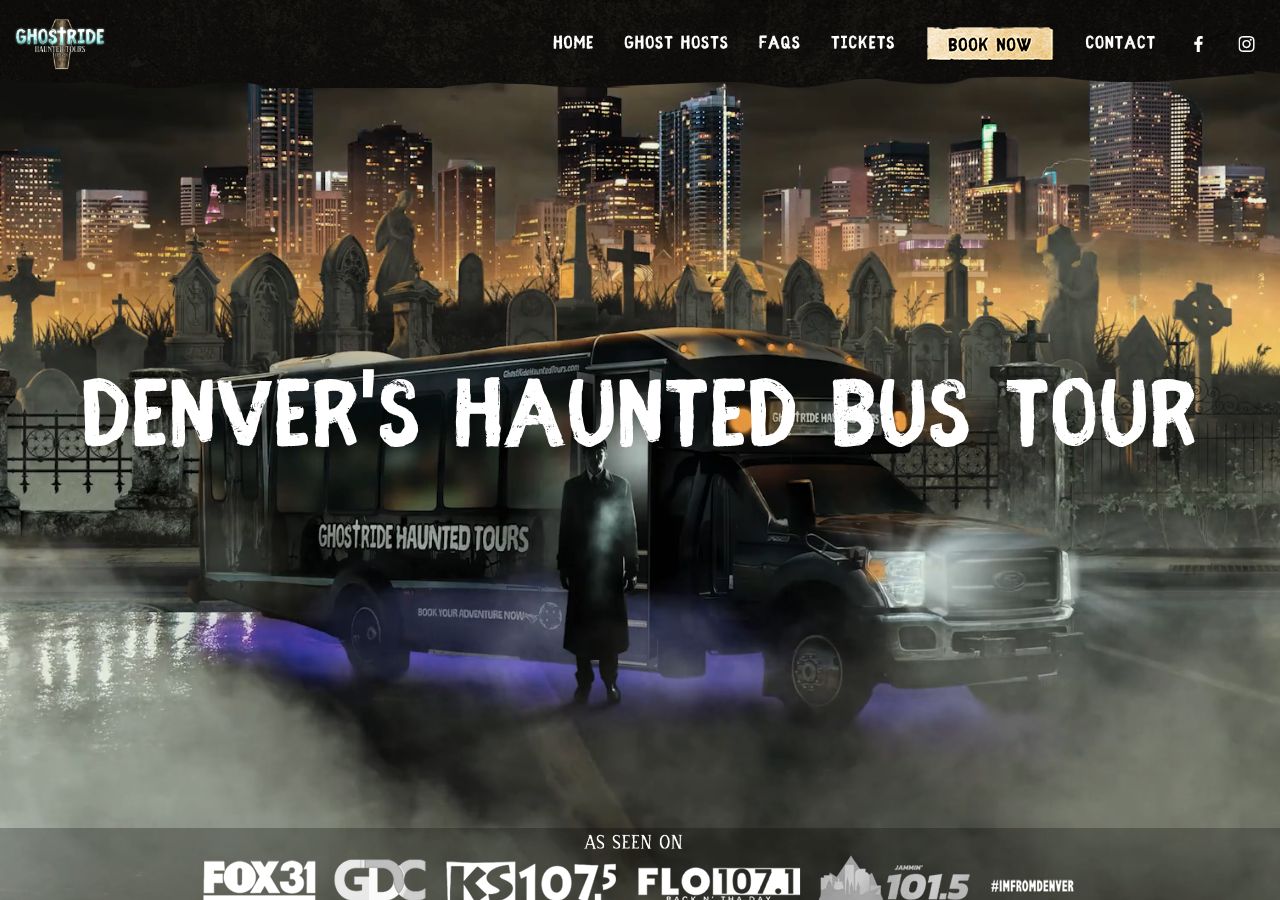 Homepage snapshot of Ghost Ride Haunted Tours