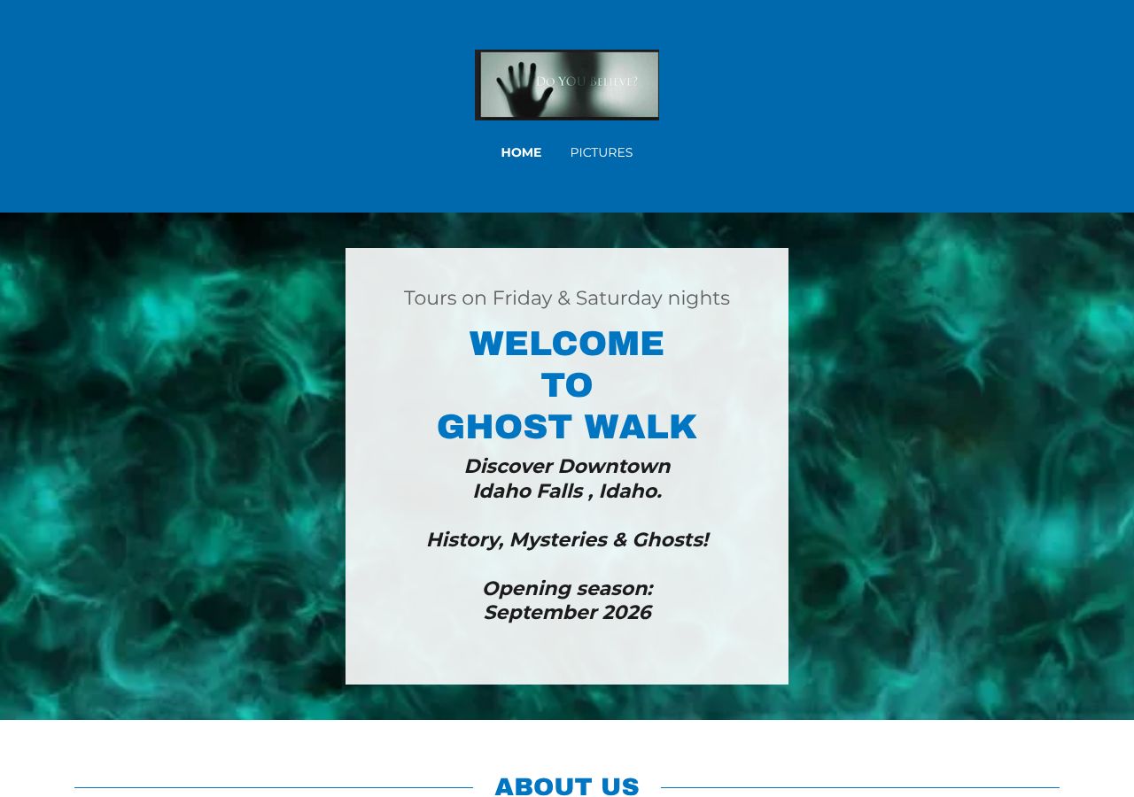 Homepage snapshot of Ghost Walk Idaho Falls