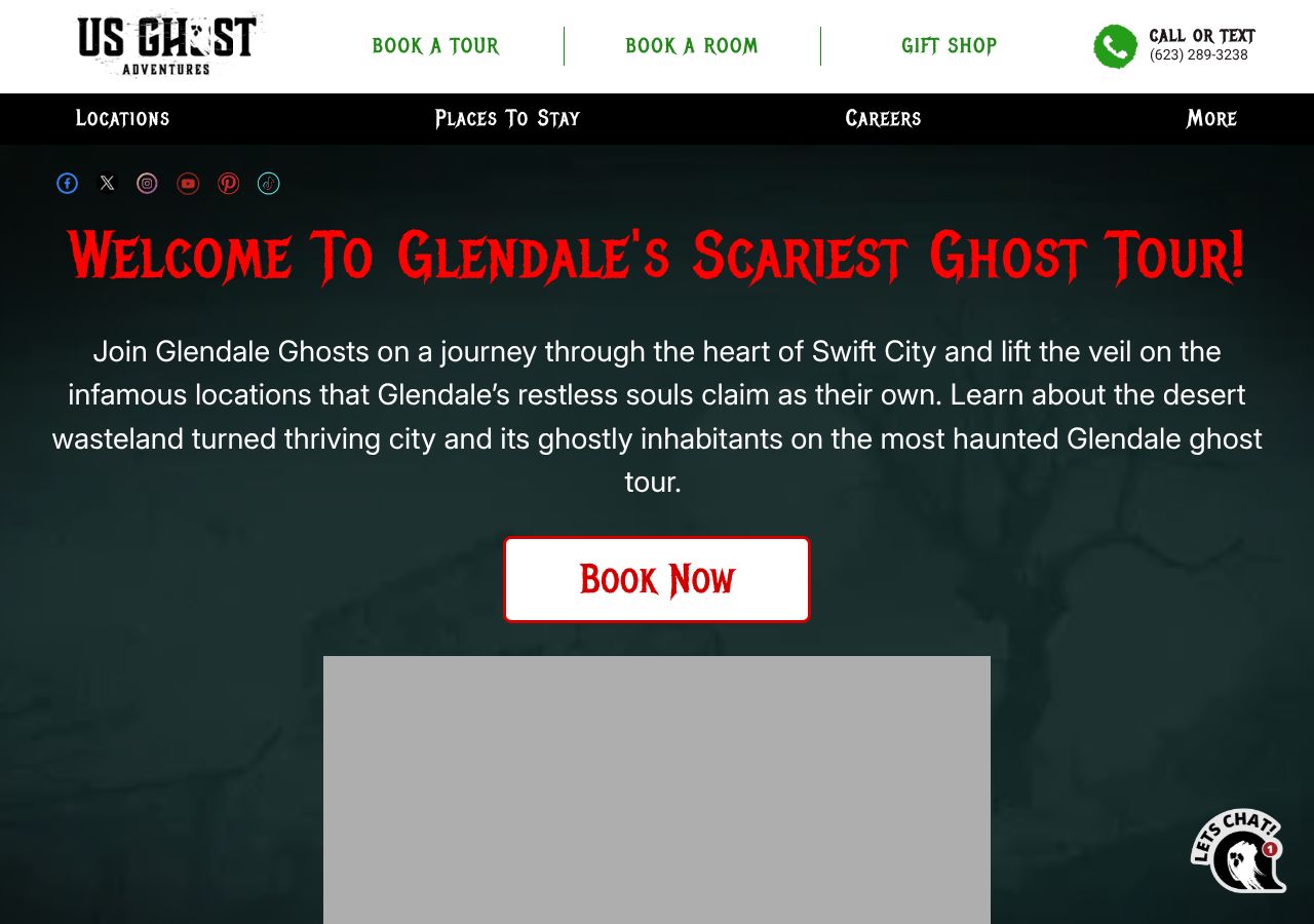 Homepage snapshot of Glendale Ghost Tours & Haunted Pub Crawls