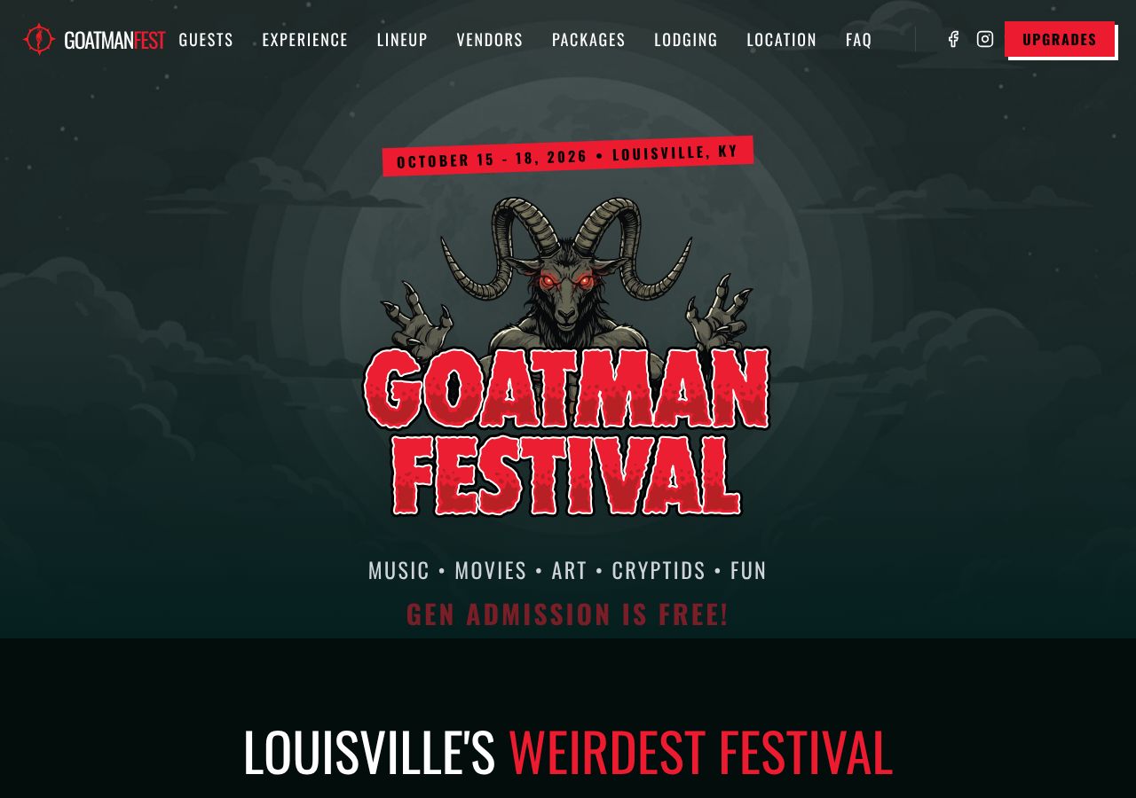 Homepage snapshot of Goatman Festival | Legend at Pope Lick