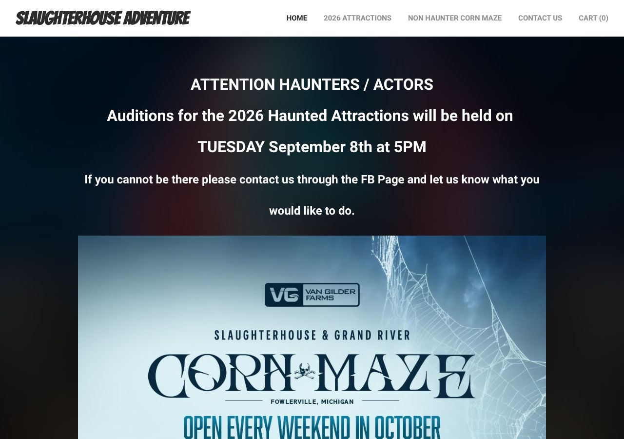 Homepage snapshot of Grand River Corn Maze