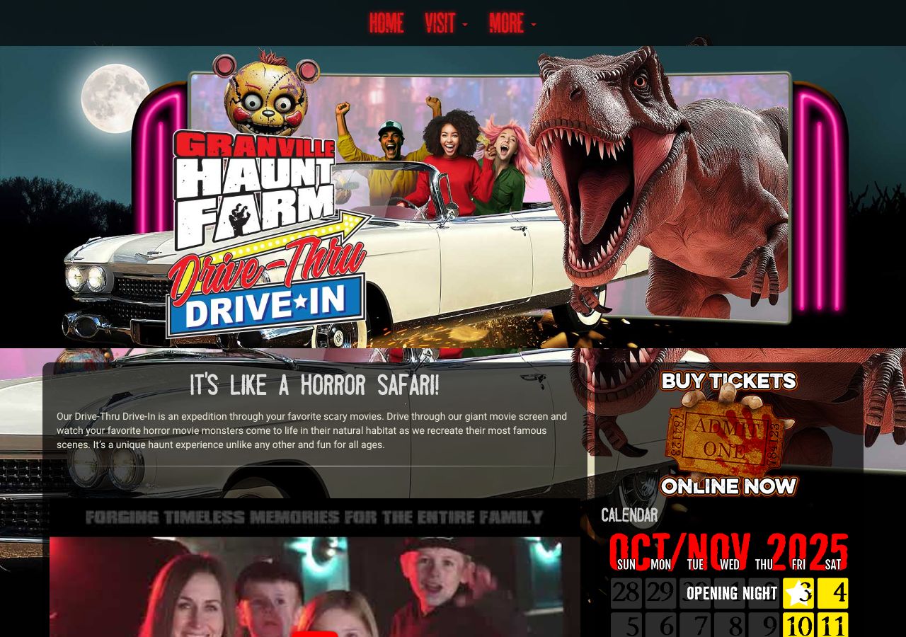 Homepage snapshot of Granville Haunt Farm