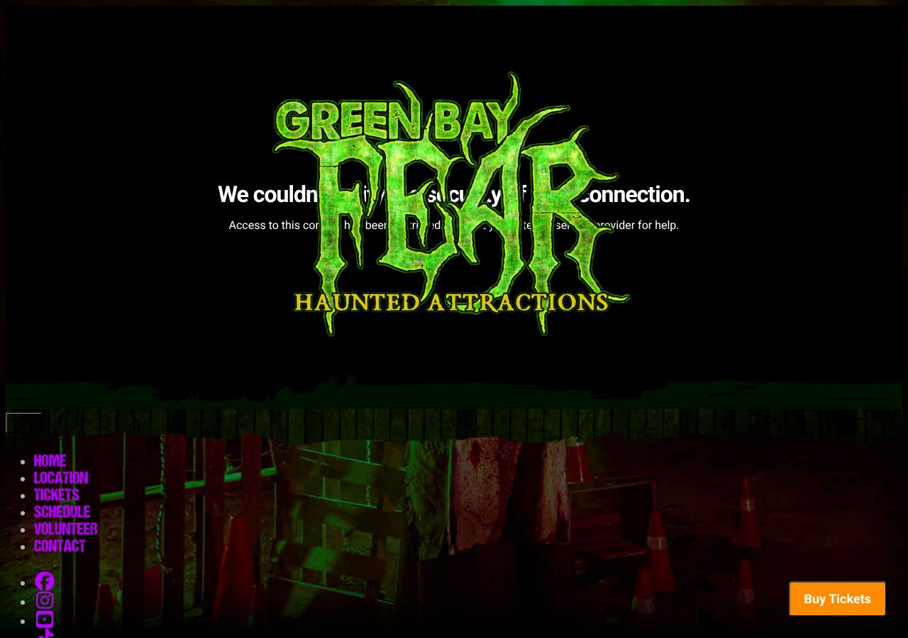 Homepage snapshot of Green Bay Fear Haunted House