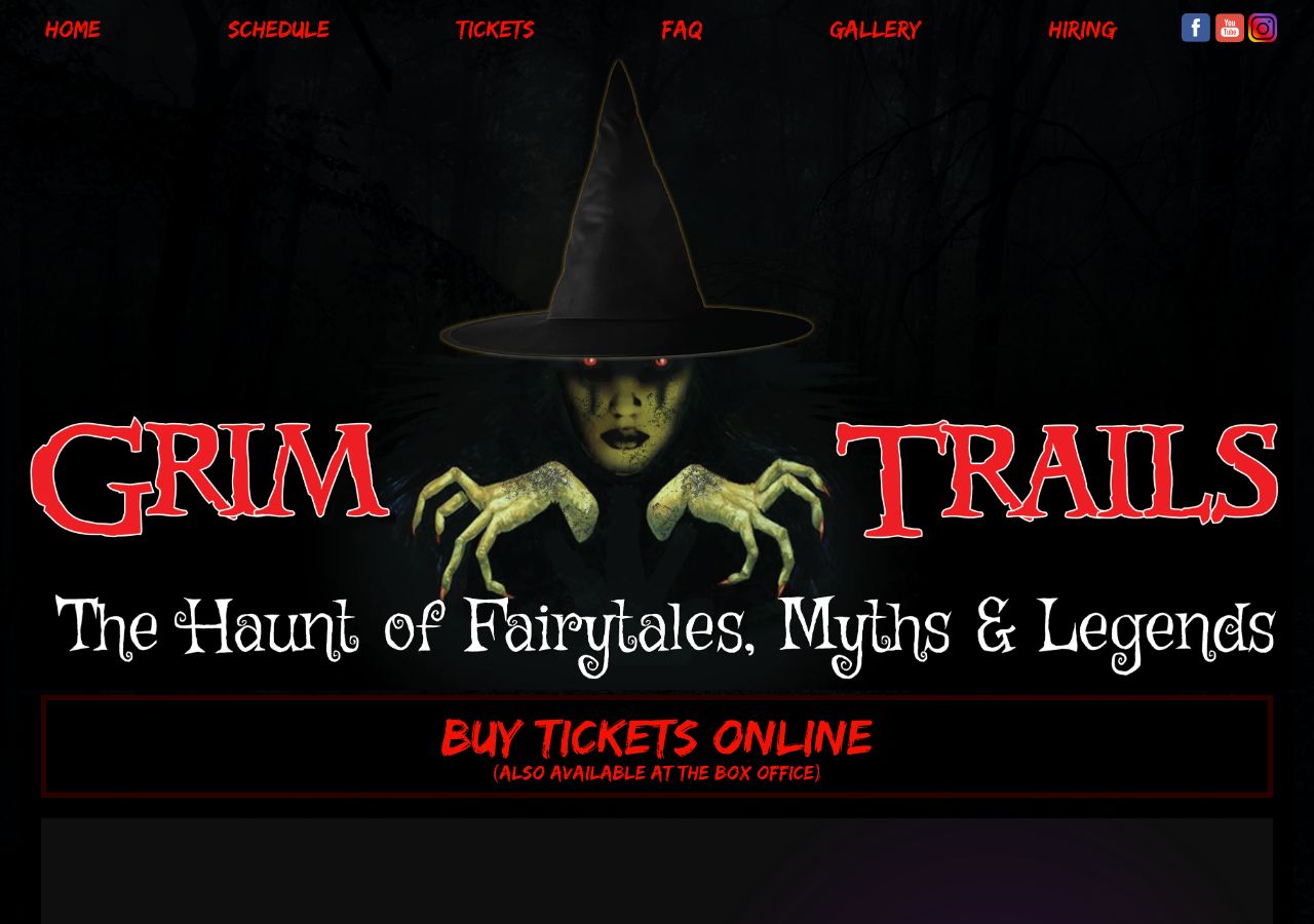 Homepage snapshot of Grim Trails Haunted Attraction