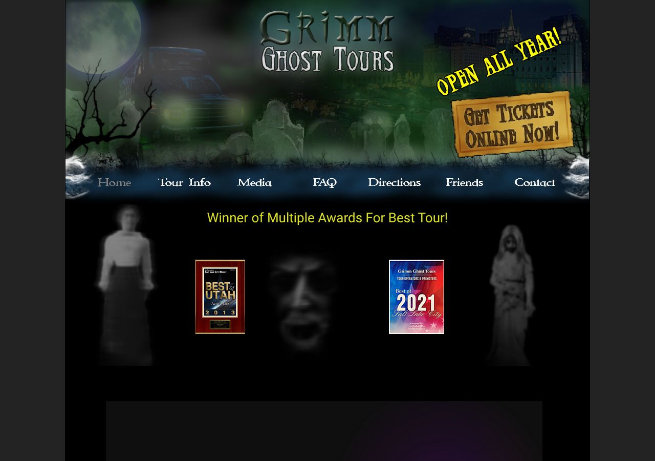 Homepage snapshot of Grimm Ghost Tours