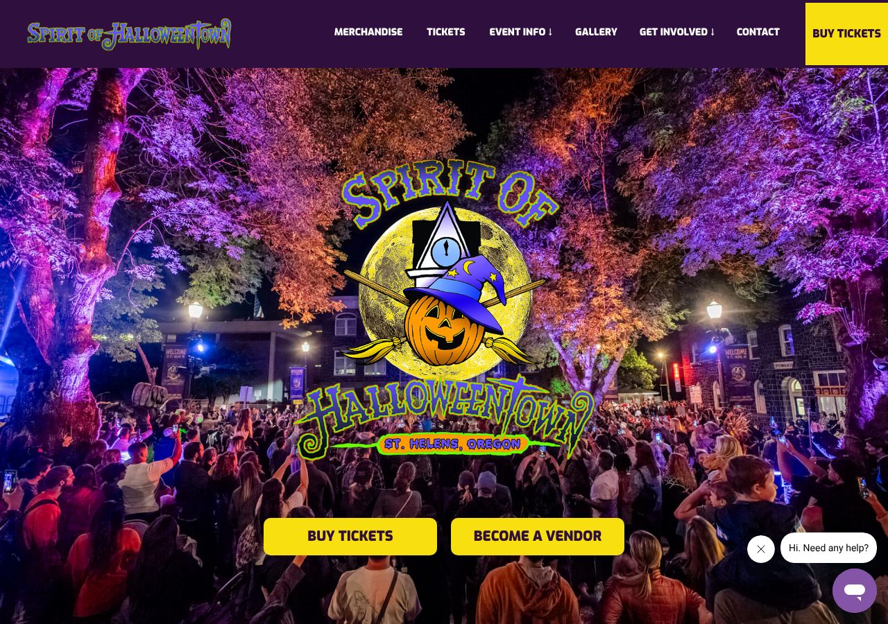 Homepage snapshot of HalloweenTown Every October
