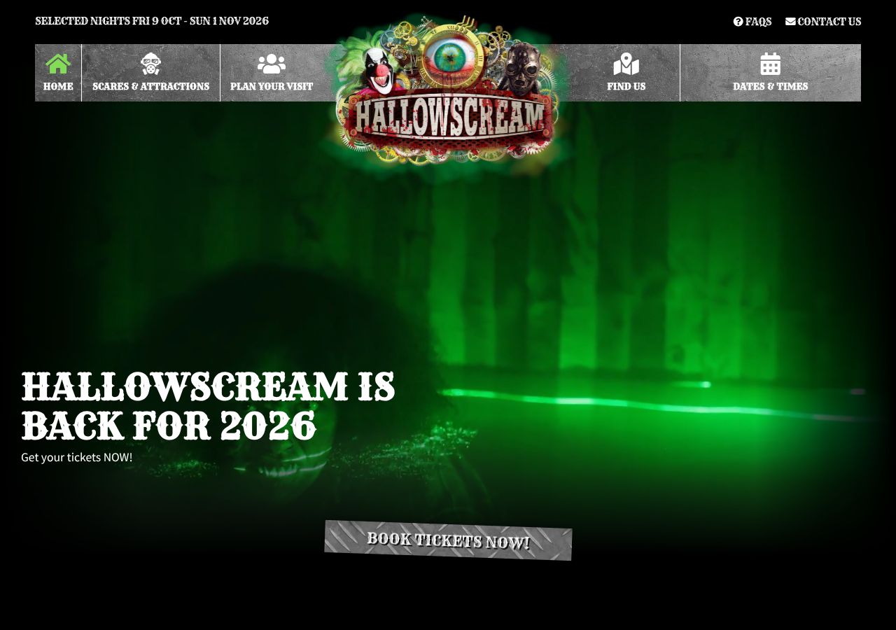 Homepage snapshot of Hallowscream