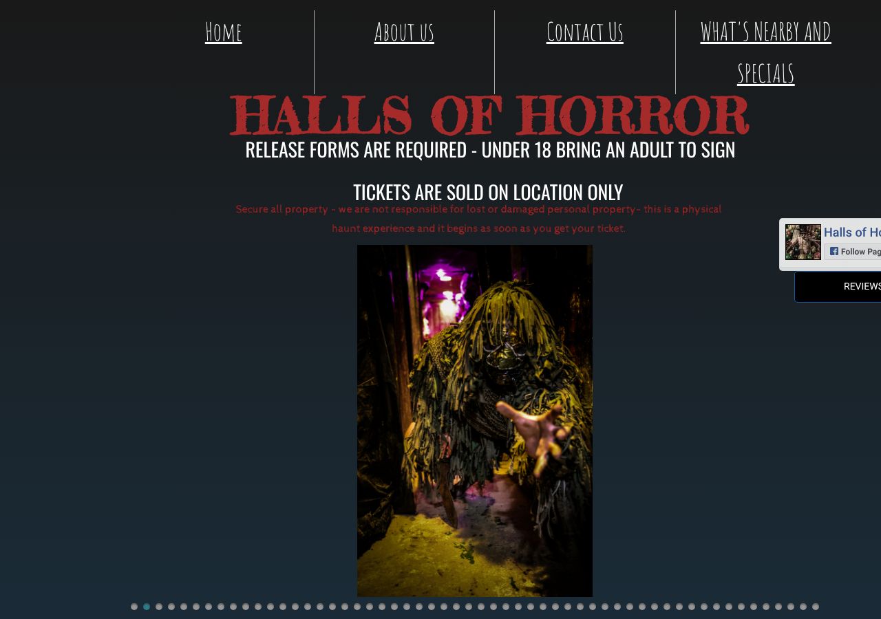 Homepage snapshot of Halls of Horror