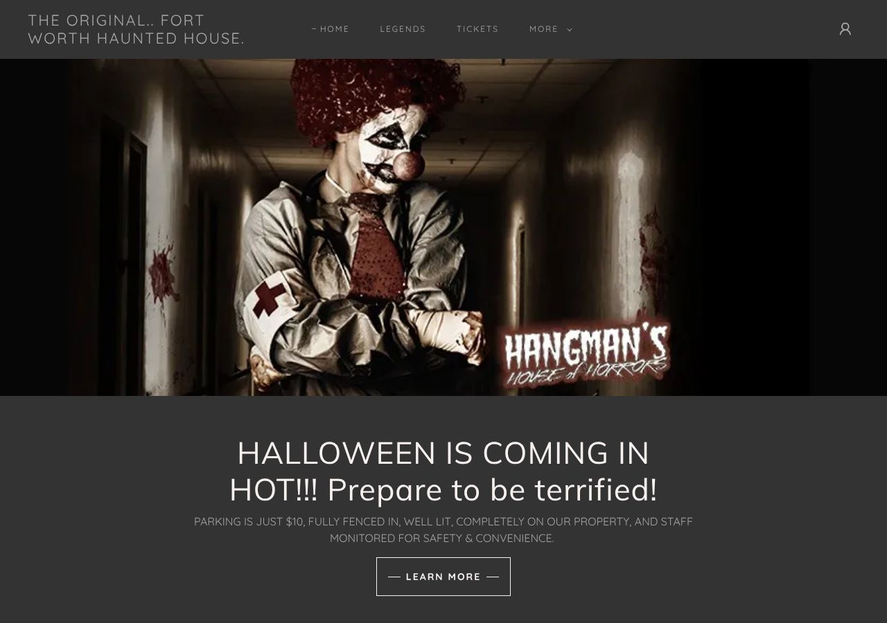 Homepage snapshot of Hangman's House of Horrors