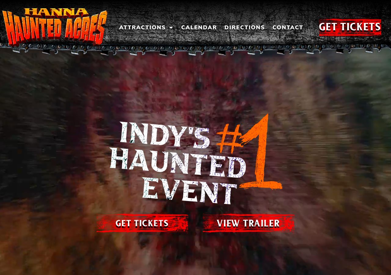 Homepage snapshot of Hanna Haunted Acres