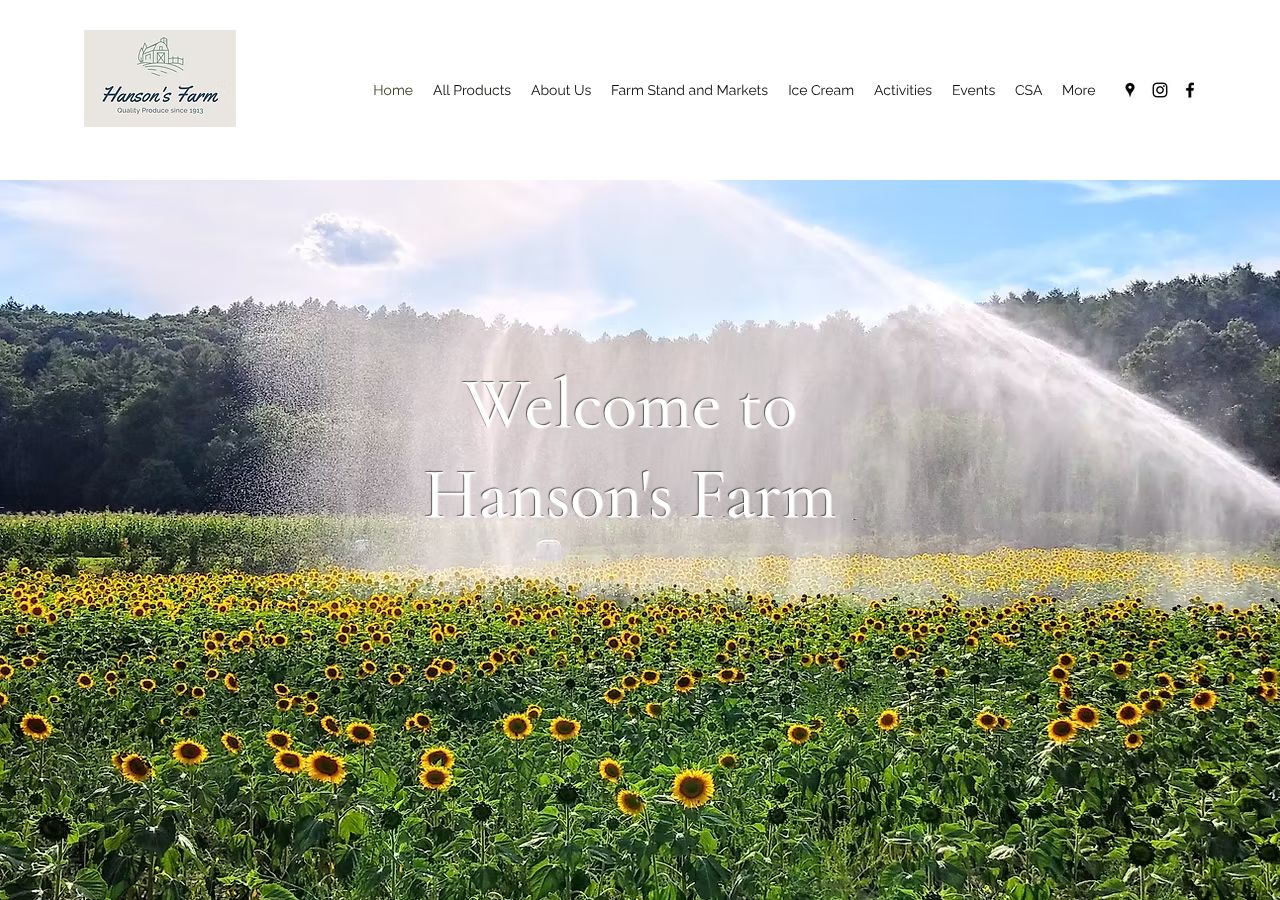 Homepage snapshot of Hanson's Farm