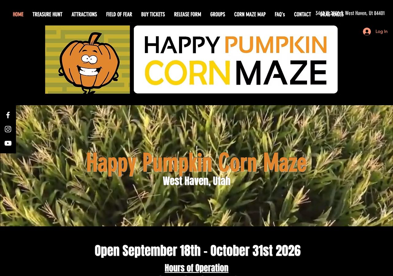 Homepage snapshot of Happy Pumpkin Corn Maze
