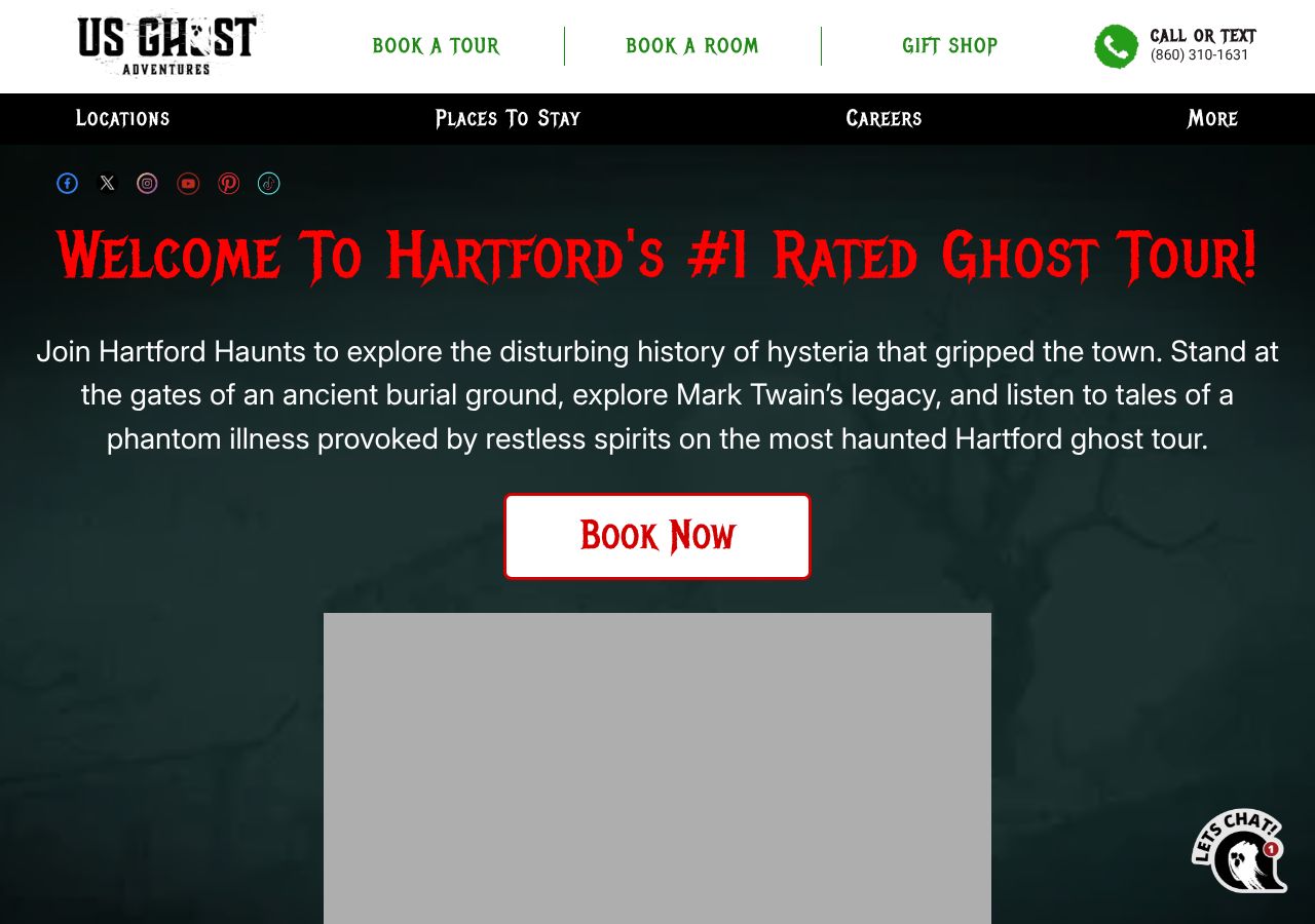 Homepage snapshot of Hartford Haunts Ghost Tours & Haunted Pub Crawls