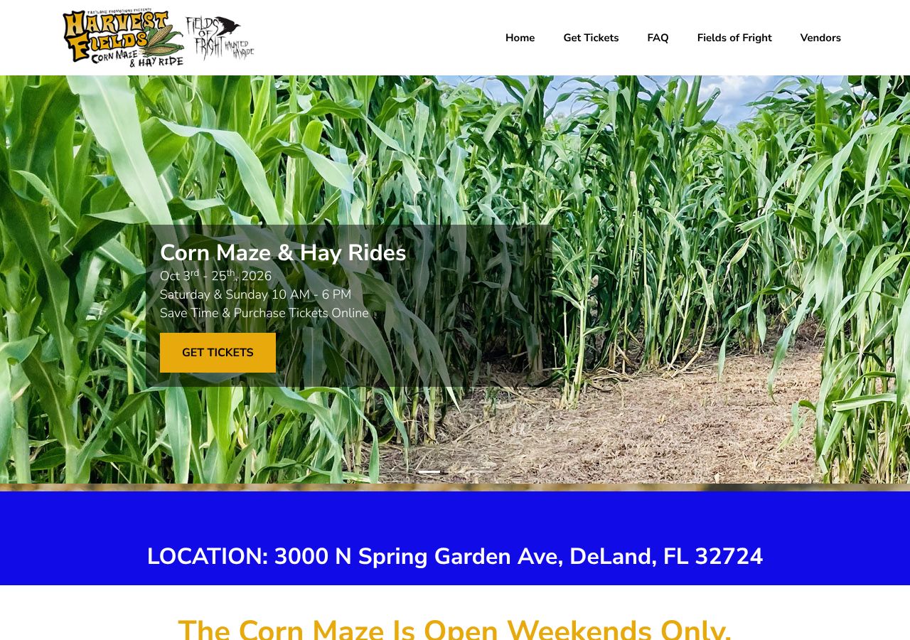 Homepage snapshot of Harvest Fields Corn Maze / FIelds of Fright