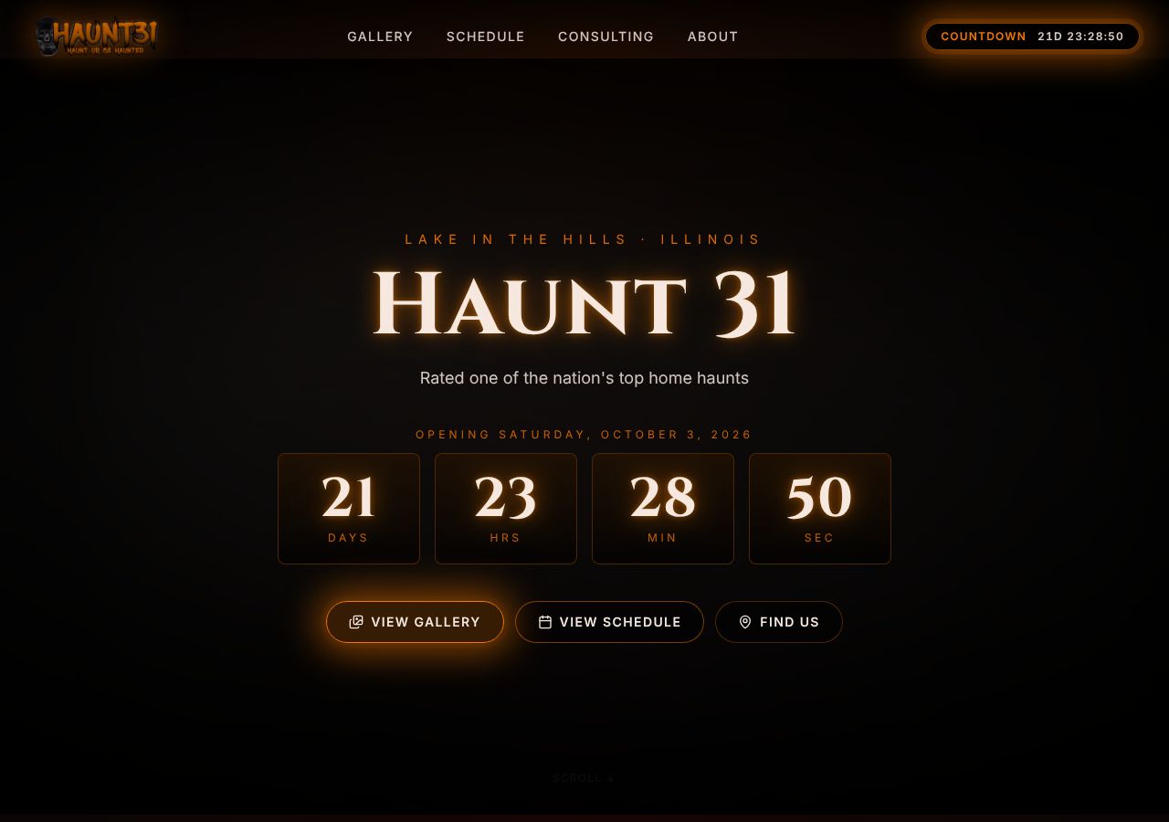 Homepage snapshot of Haunt 31