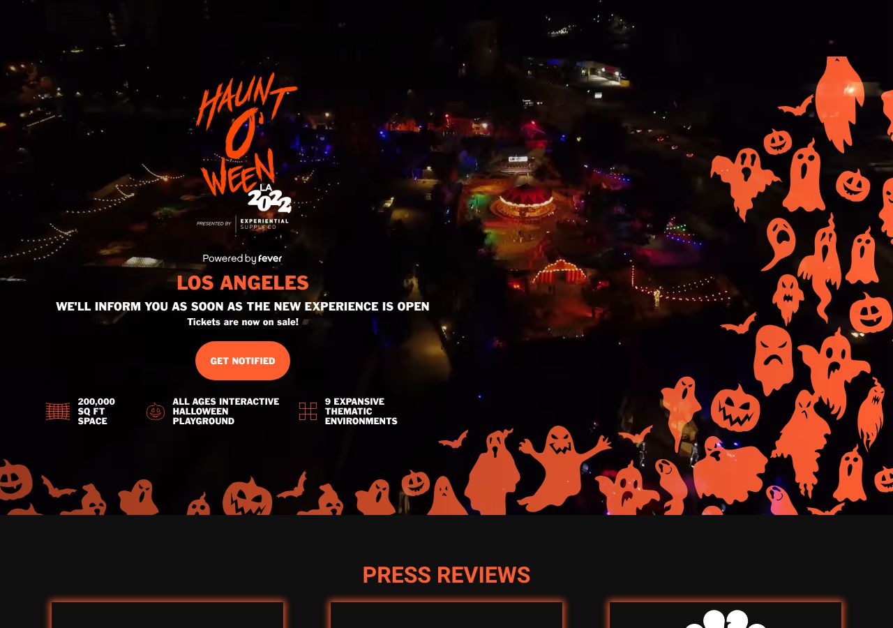 Homepage snapshot of Haunt O' Ween - Los Angeles