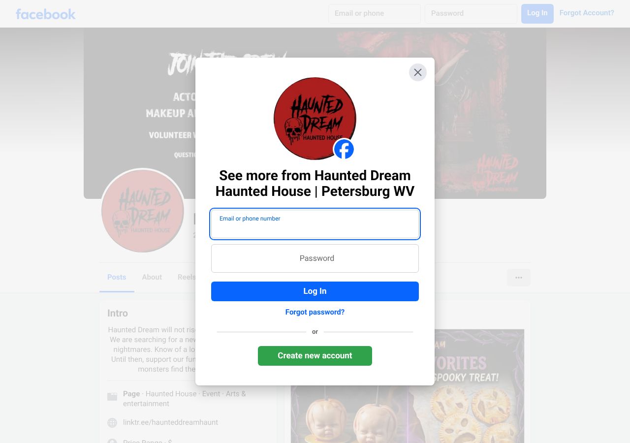 Homepage snapshot of Haunted Dream