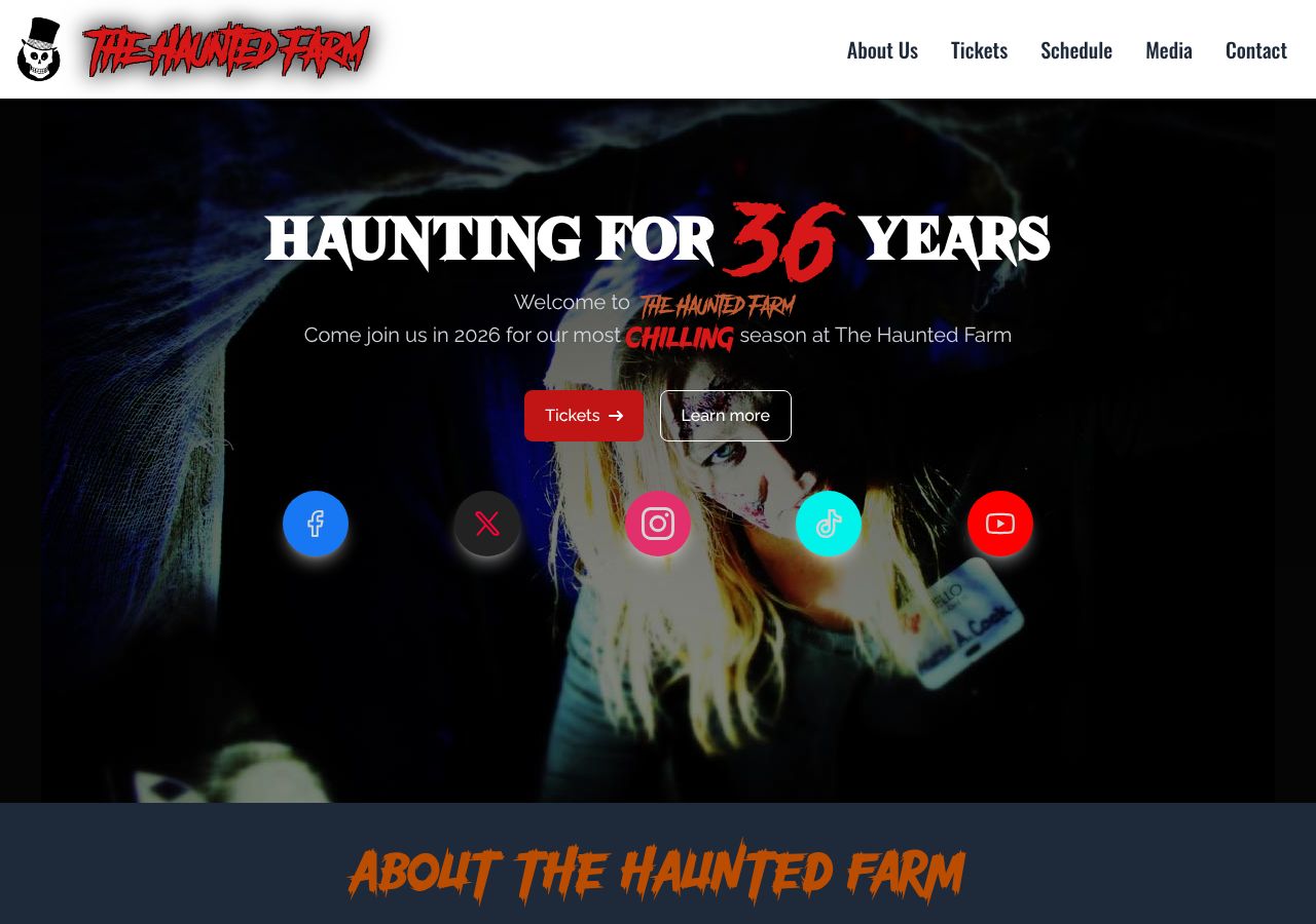 Homepage snapshot of Haunted Farm