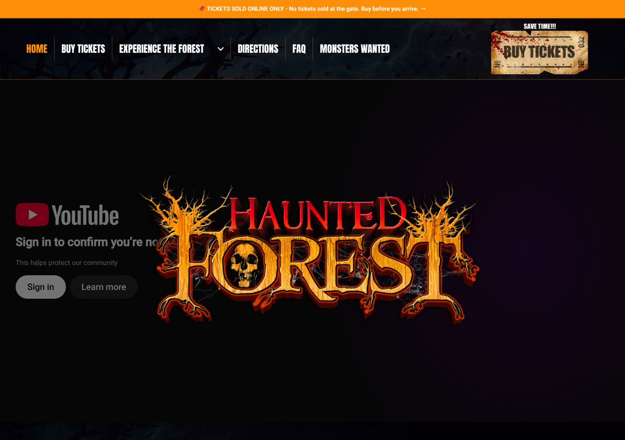 Homepage snapshot of Haunted Forest