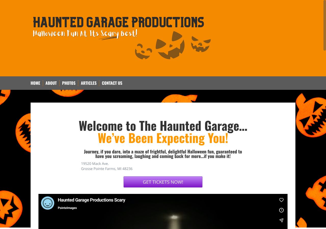 Homepage snapshot of Haunted Garage Productions