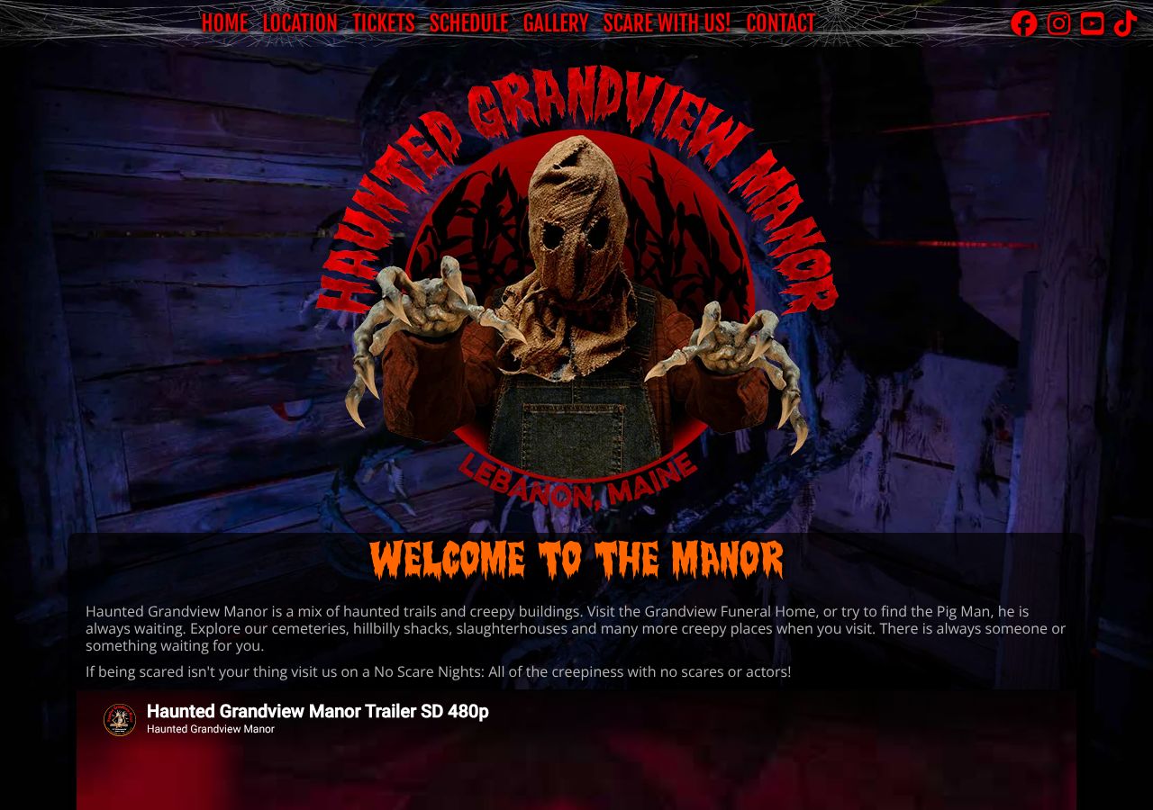 Homepage snapshot of Haunted Grandview Manor