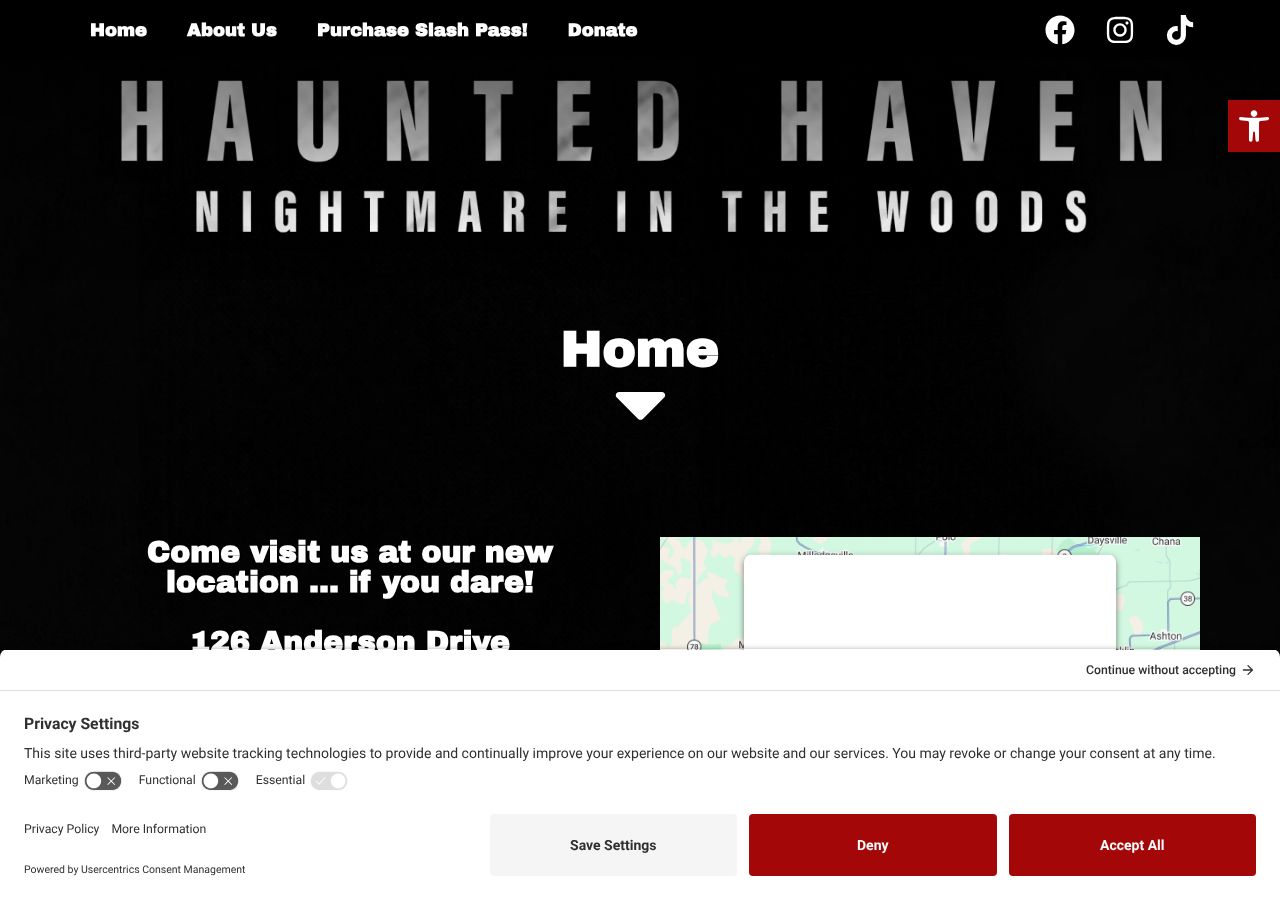 Homepage snapshot of Haunted Haven