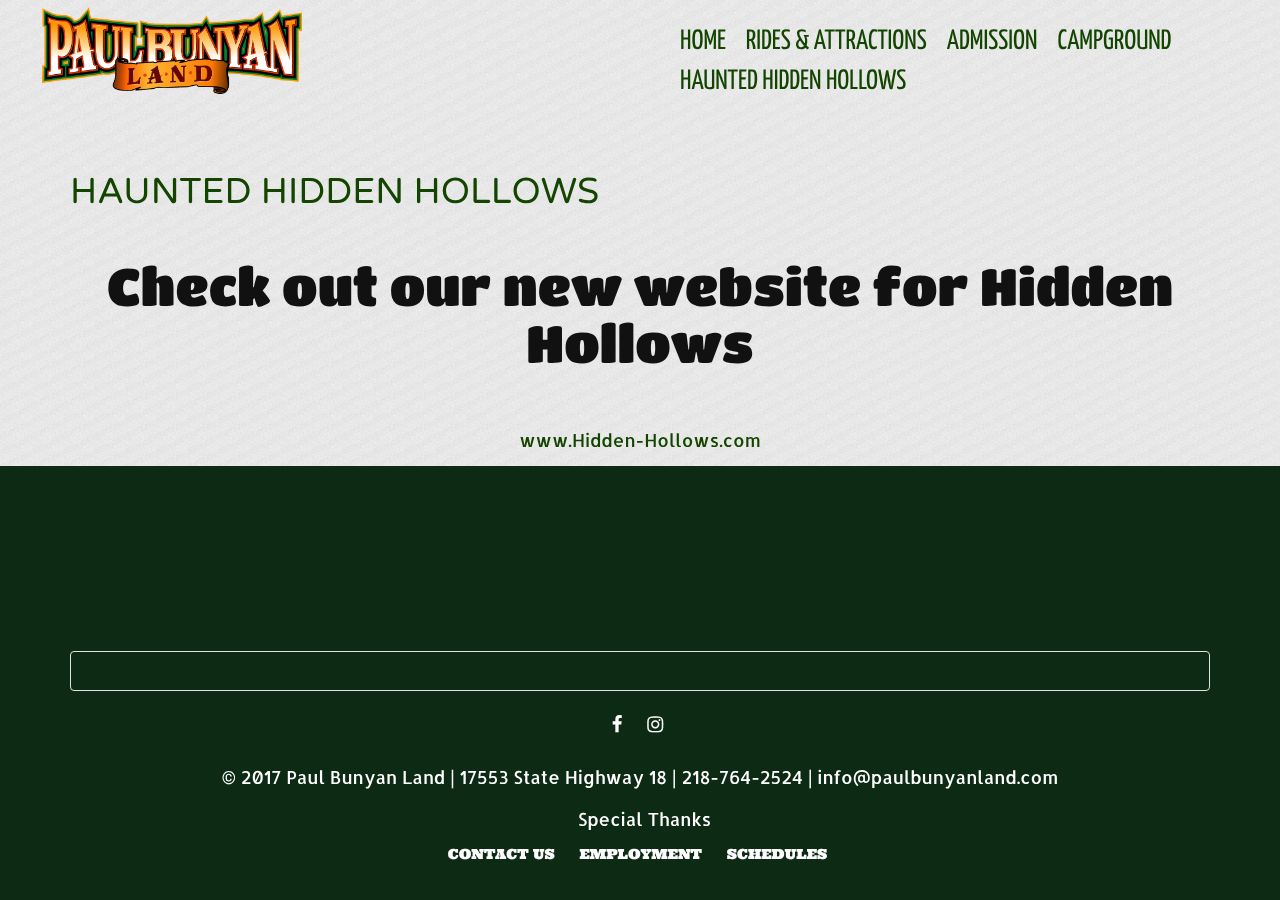 Homepage snapshot of Haunted Hidden Hallows