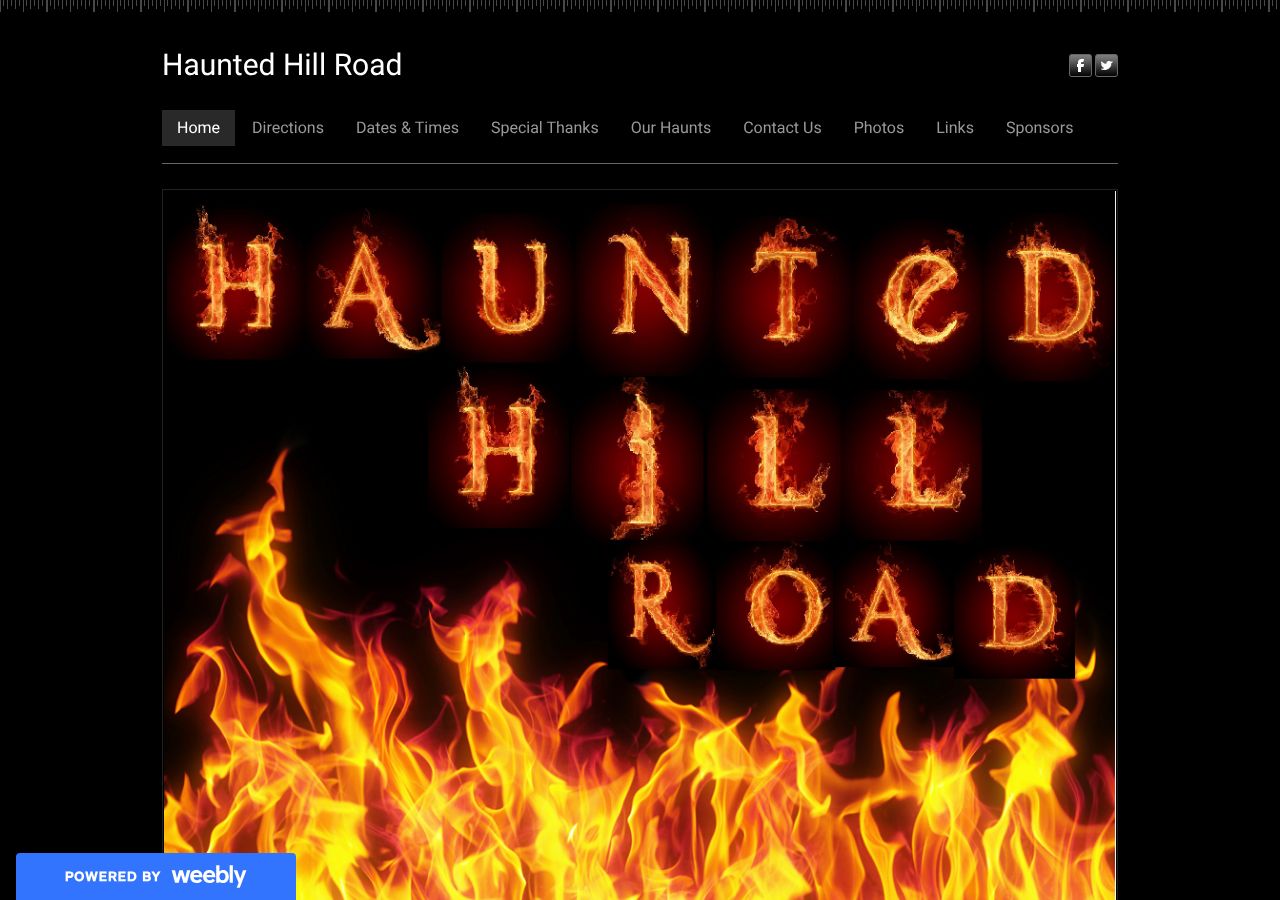 Homepage snapshot of Haunted Hill Road