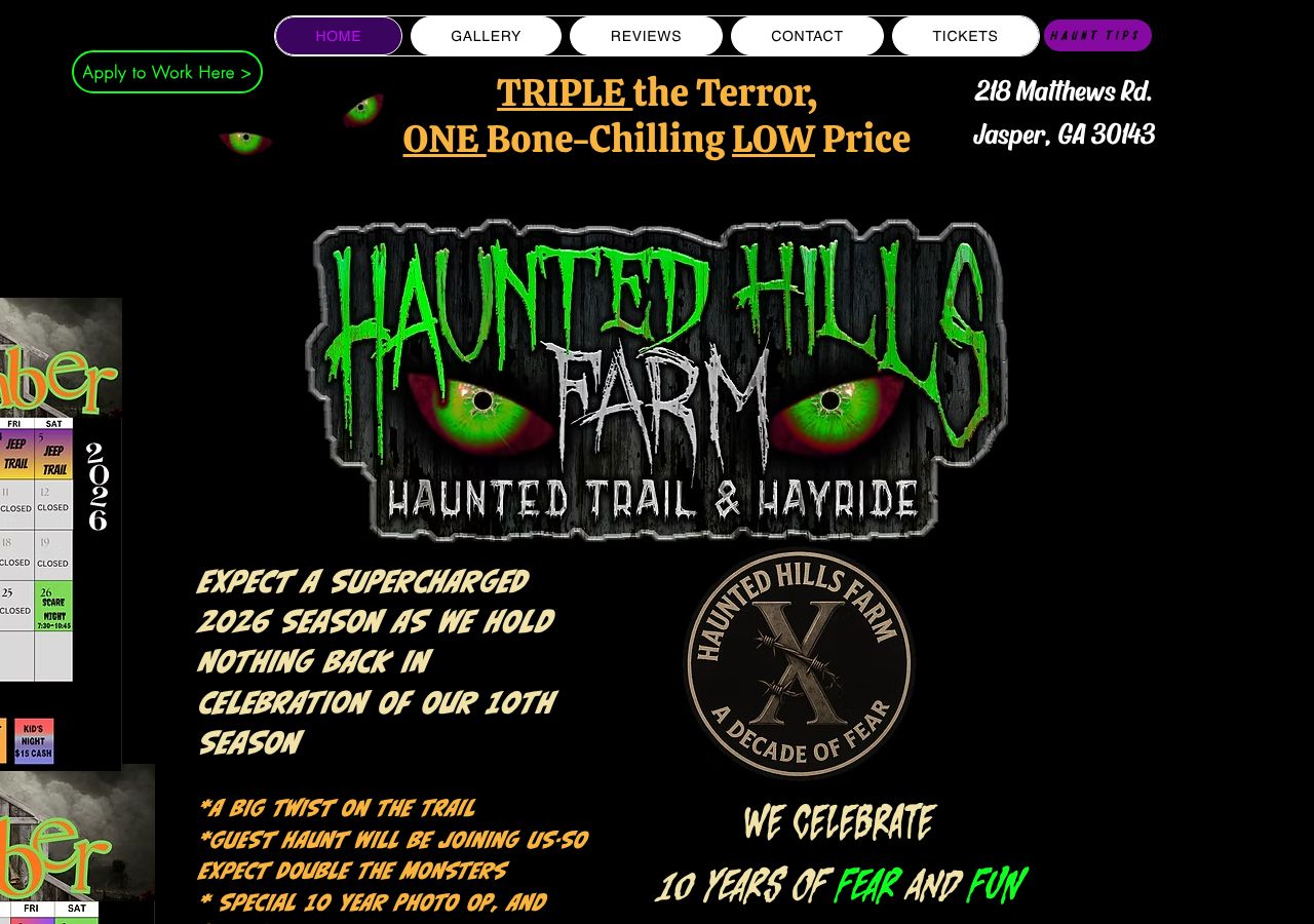 Homepage snapshot of Haunted Hills Farm