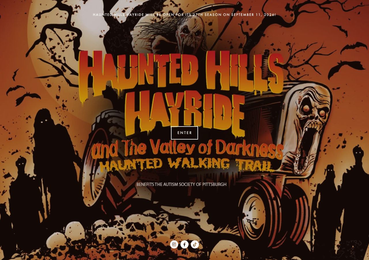 Homepage snapshot of Haunted Hills Hayride