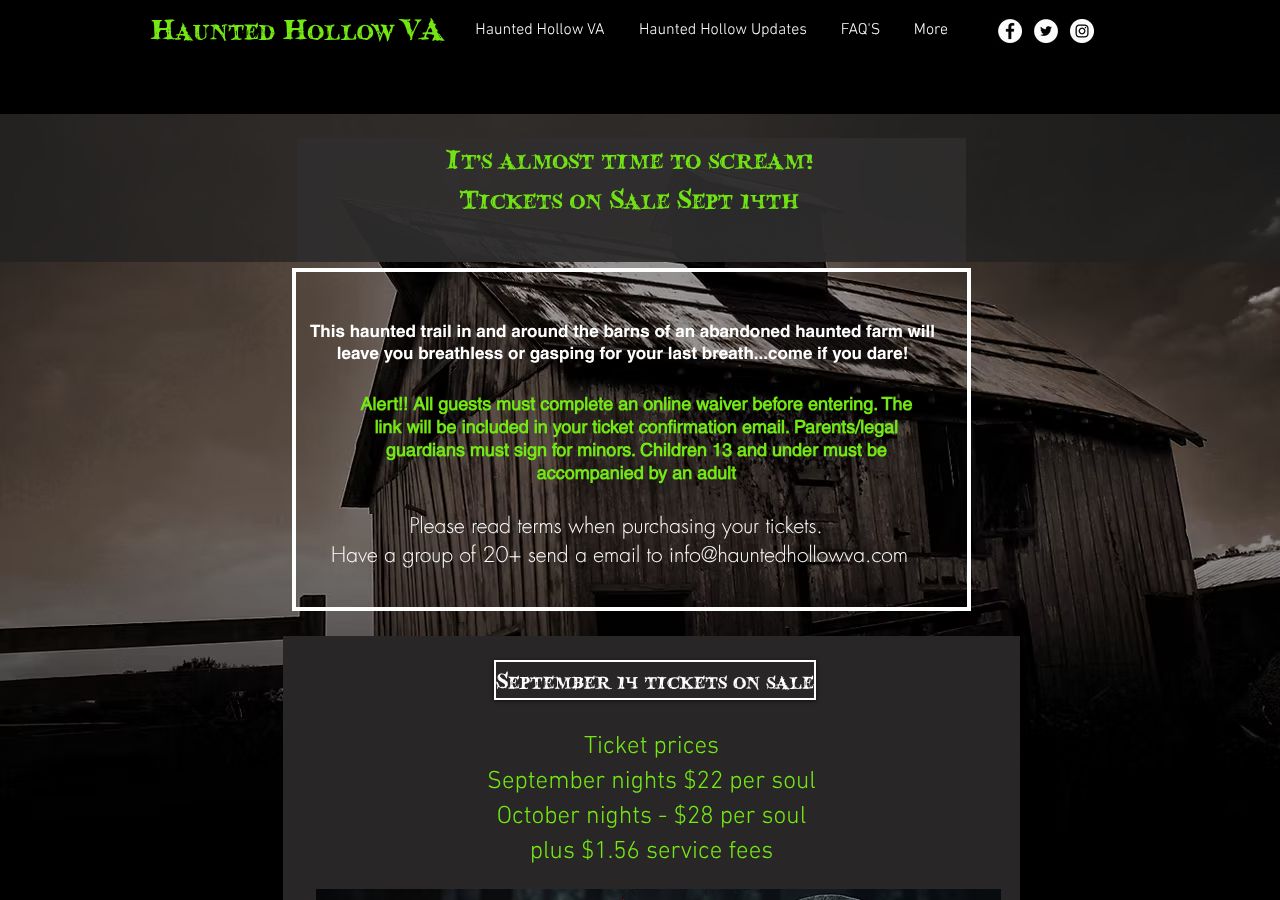 Homepage snapshot of Haunted Hollow at Maple Tree Farm