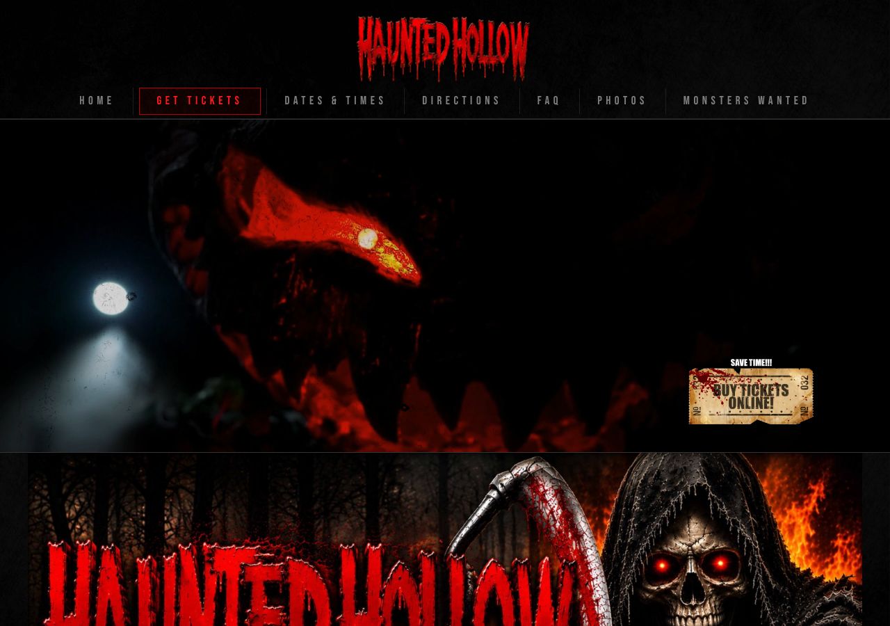Homepage snapshot of Haunted Hollow