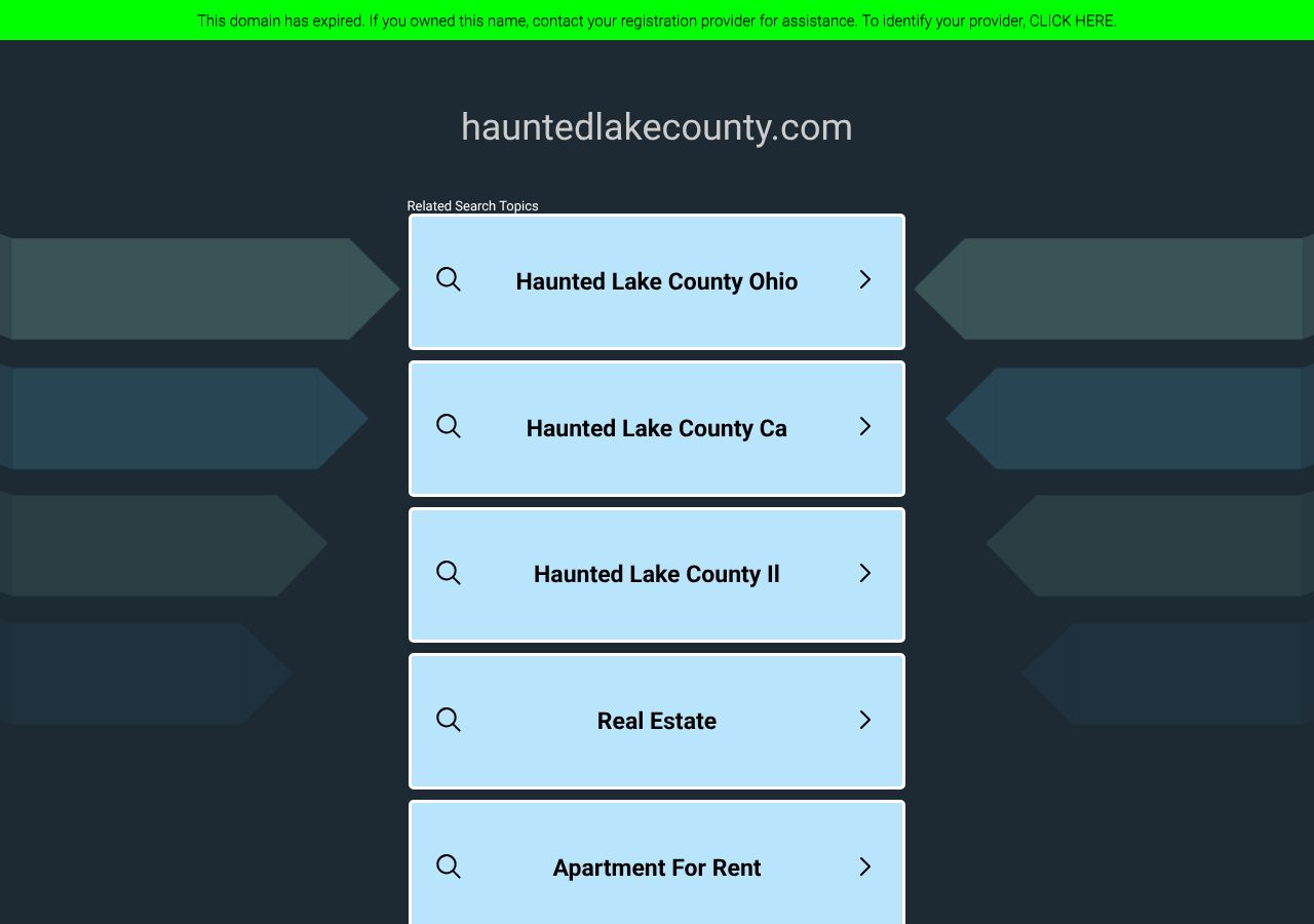 Homepage snapshot of Haunted Lake County