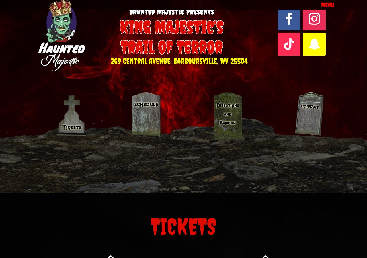 Homepage snapshot of Haunted Majestic, DBA King Majestic's Labyrinth