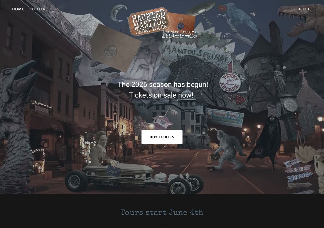 Homepage snapshot of Haunted Manitou