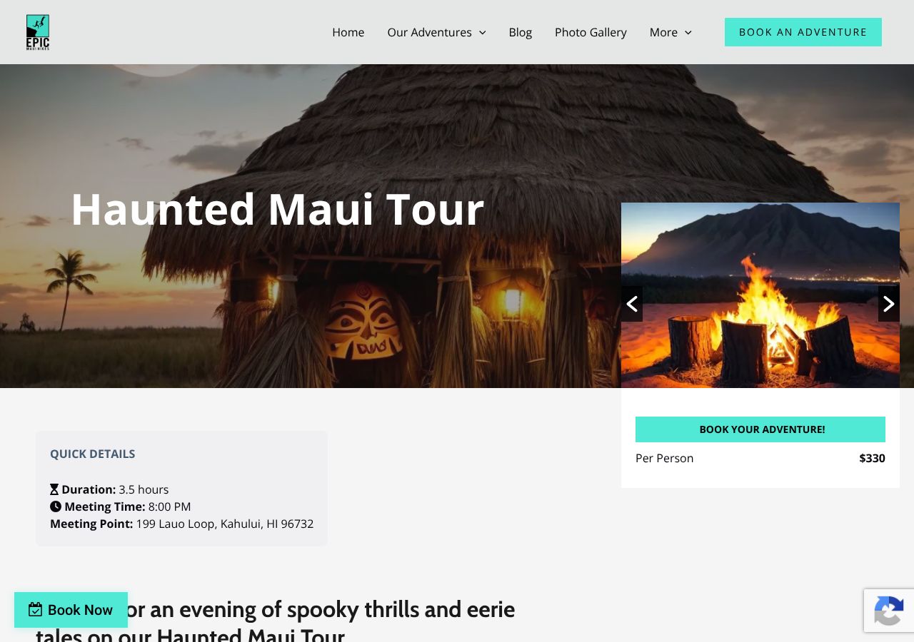 Homepage snapshot of Haunted Maui Tours