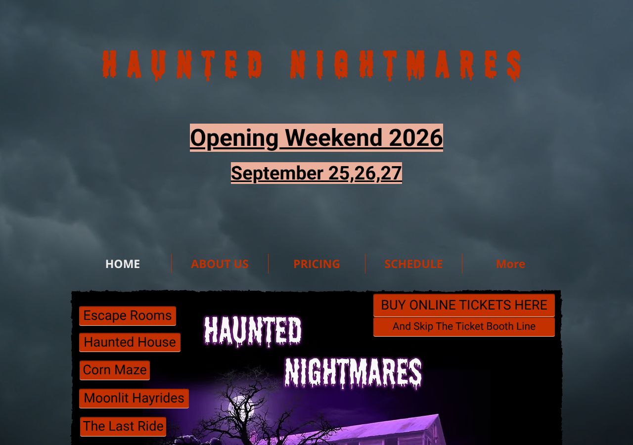 Homepage snapshot of Haunted Nightmares