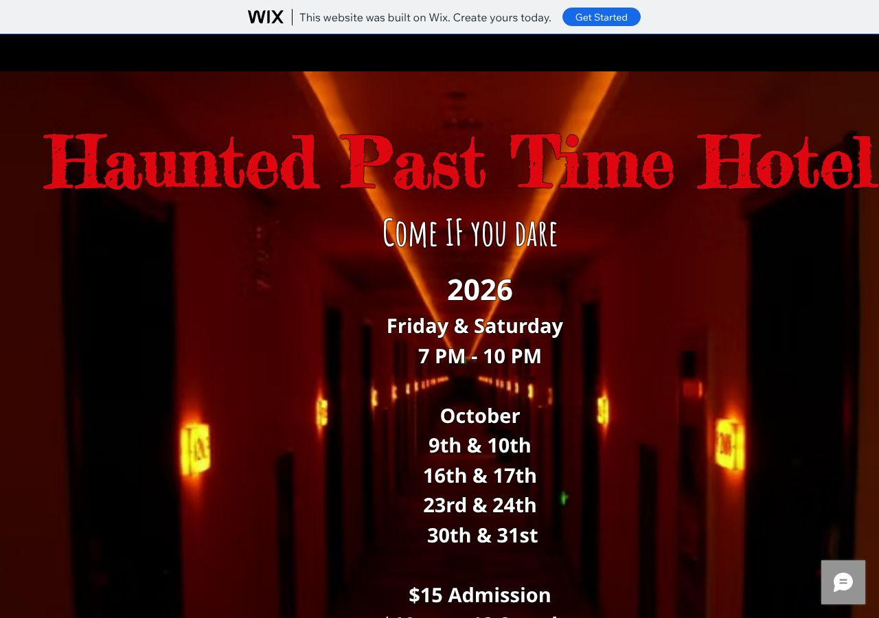 Homepage snapshot of Haunted Past Time Hotel