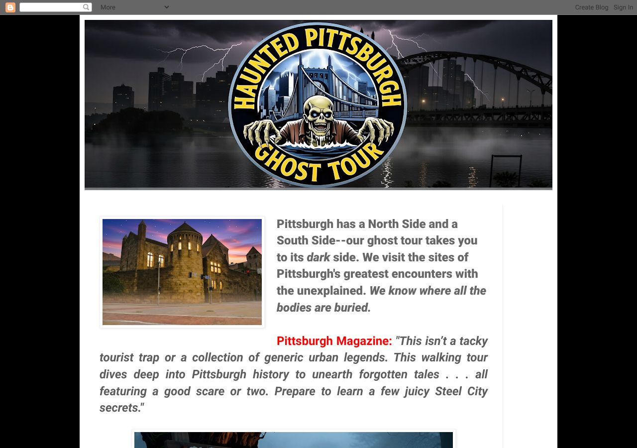 Homepage snapshot of Haunted Pittsburgh LLC