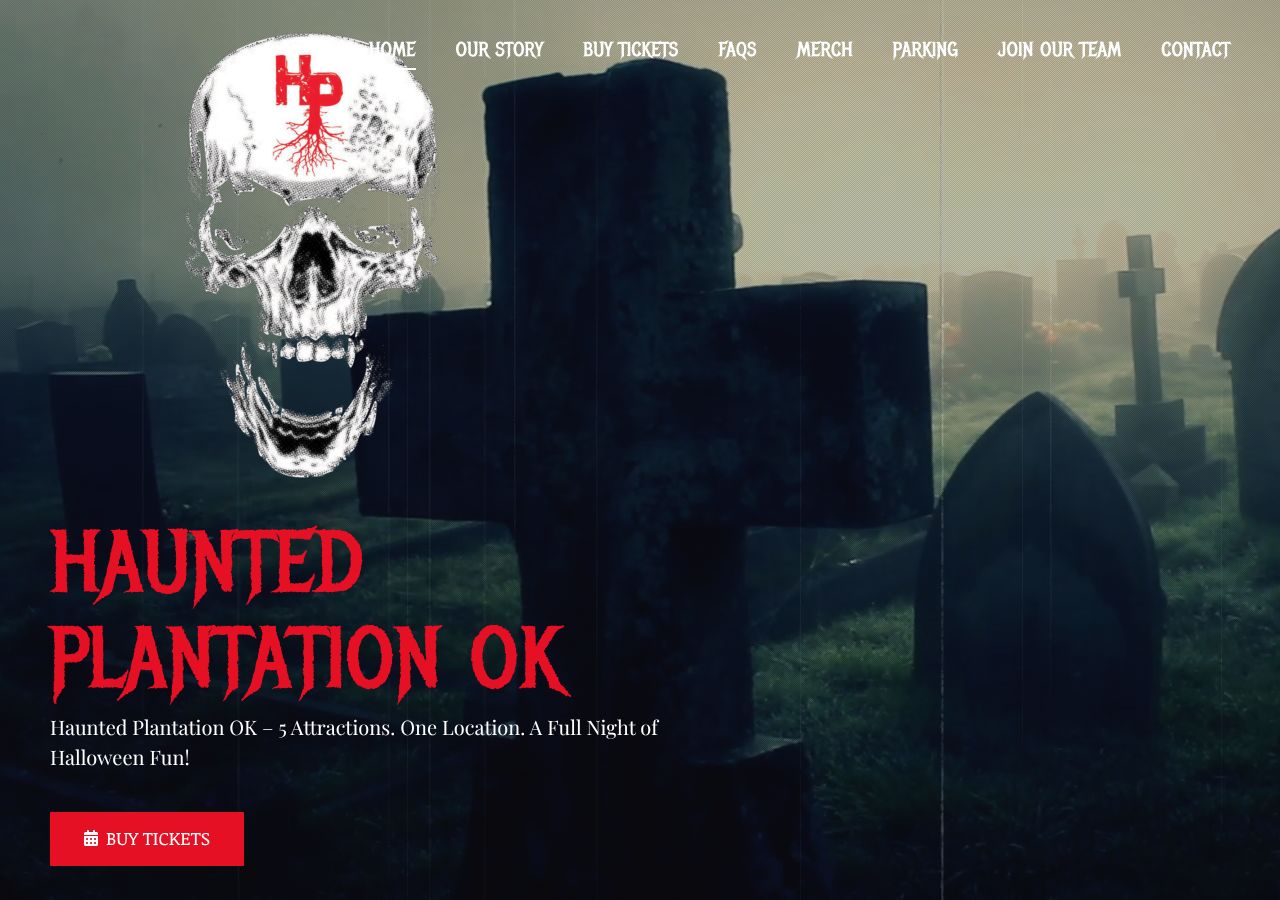 Homepage snapshot of Haunted Plantation