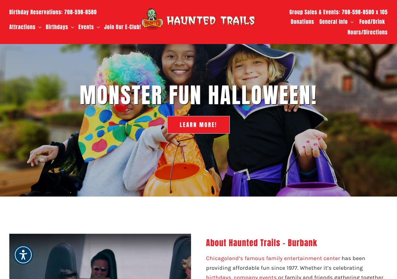 Homepage snapshot of Haunted Trails Family Entertainment Center (Burbank)