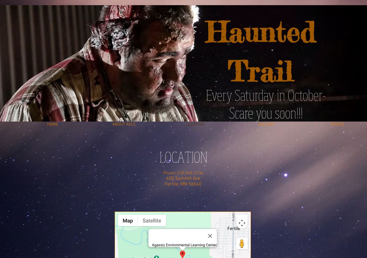 Homepage snapshot of Haunted Trails