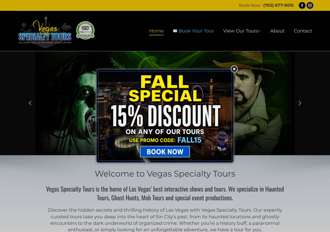 Homepage snapshot of Haunted Vegas Tour and Ghost Hunt