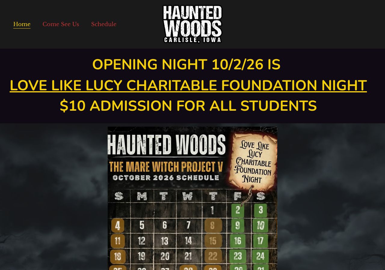 Homepage snapshot of Haunted Woods