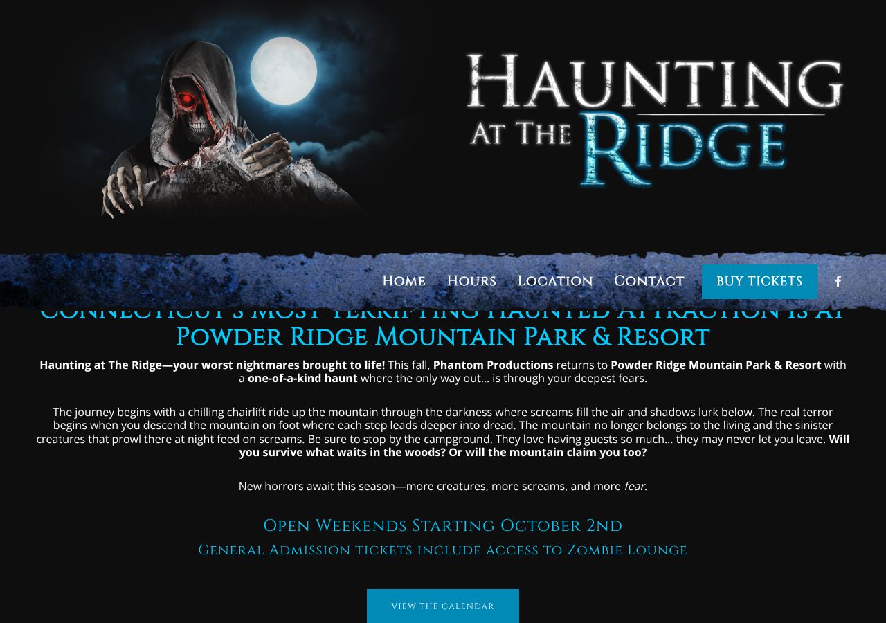 Homepage snapshot of Haunting At The Ridge
