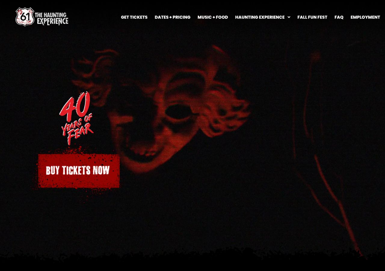 Homepage snapshot of Haunting Experience