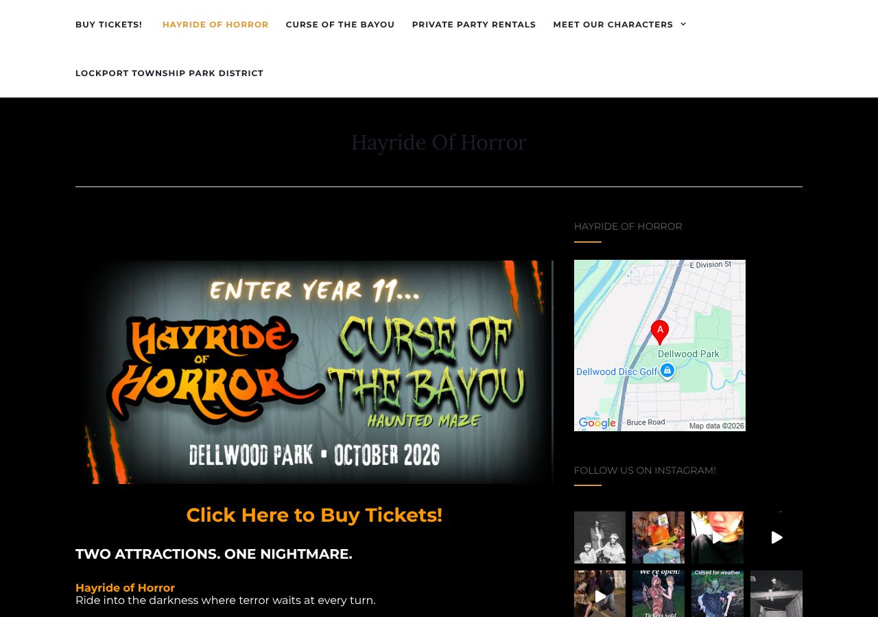 Homepage snapshot of Hayride of Horror in Dellwood Park