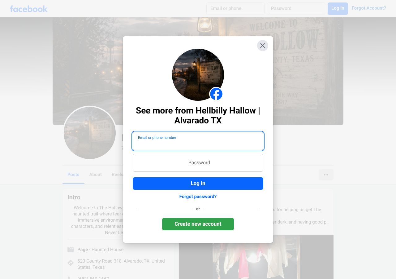 Homepage snapshot of Hellbilly Acres